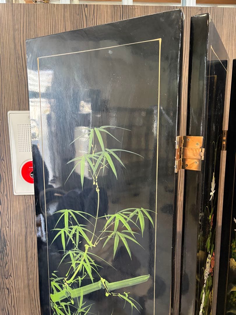 キ*キ様 中国 漆塗り パーテーション 屏風 仕切り つい立 折り畳み衝立 漆塗