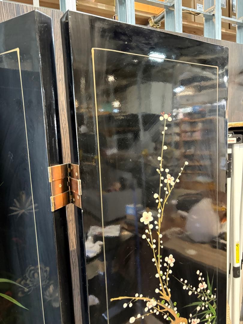キ*キ様 中国 漆塗り パーテーション 屏風 仕切り つい立 折り畳み衝立 漆塗