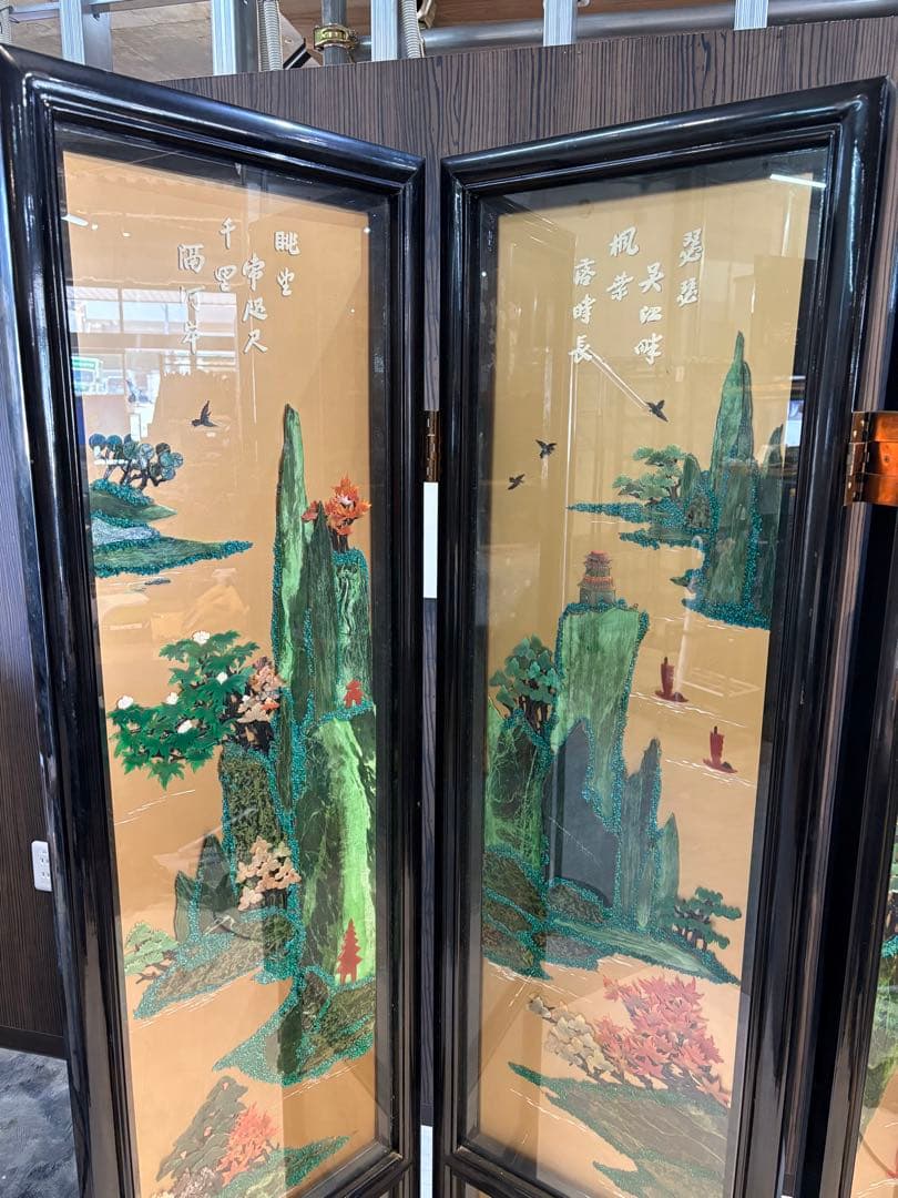 キ*キ様 中国 漆塗り パーテーション 屏風 仕切り つい立 折り畳み衝立 漆塗