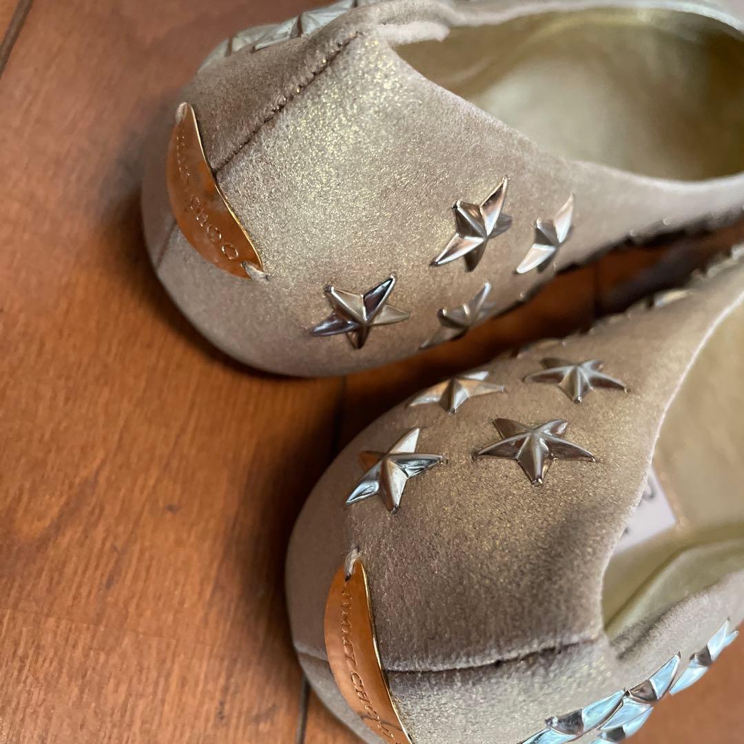 JIMMY CHOO ゴールド スタースタッズ フラットシューズ　未使用品