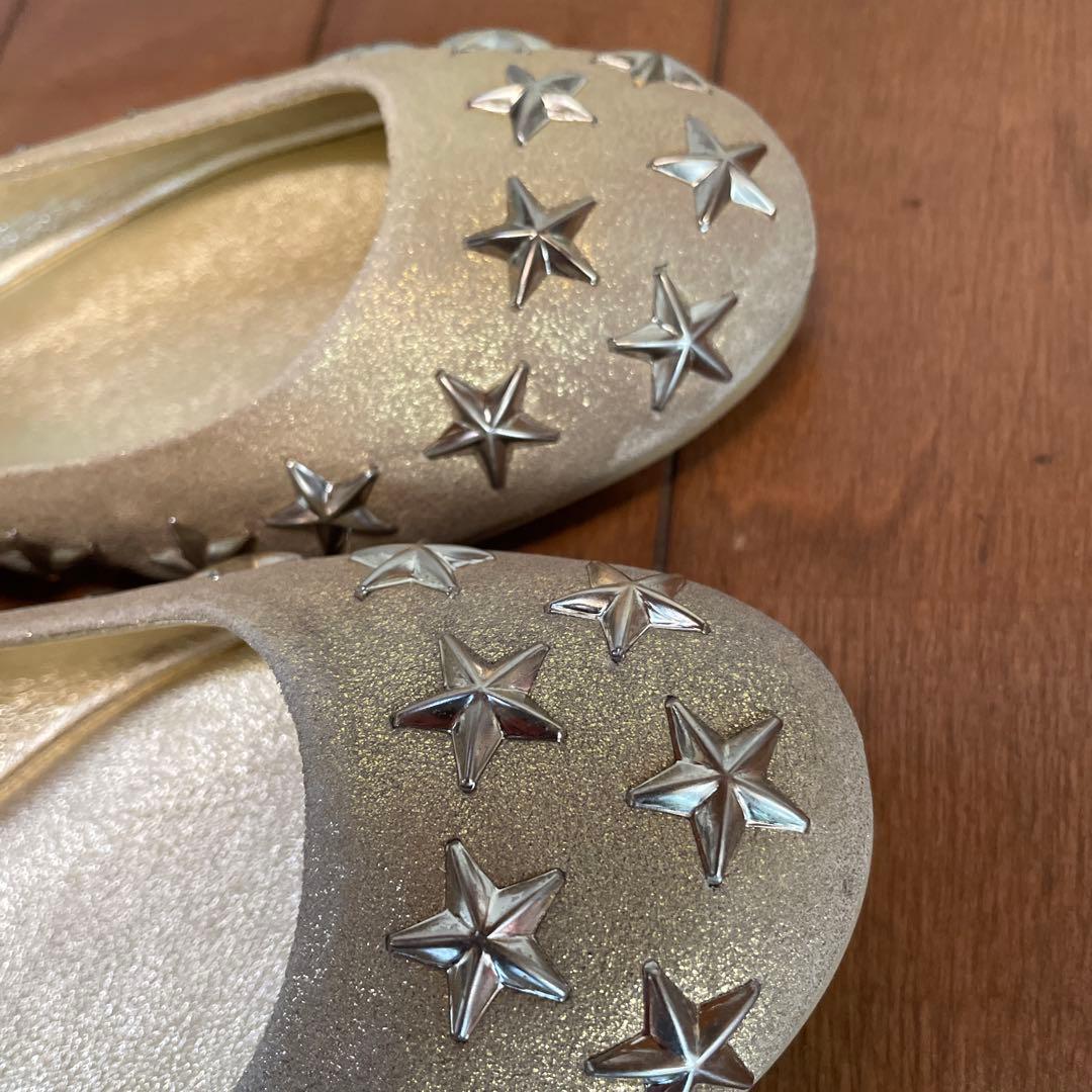 JIMMY CHOO ゴールド スタースタッズ フラットシューズ　未使用品