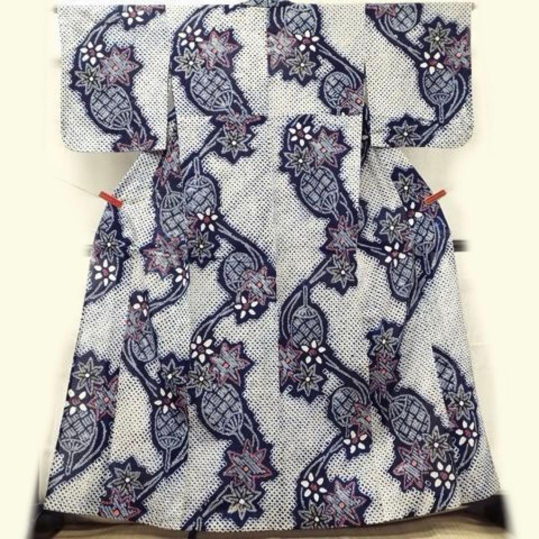 有松絞り　浴衣　トールサイズ　紺地　うちわ　団扇　三浦絞り　有松鳴海絞り　総絞り