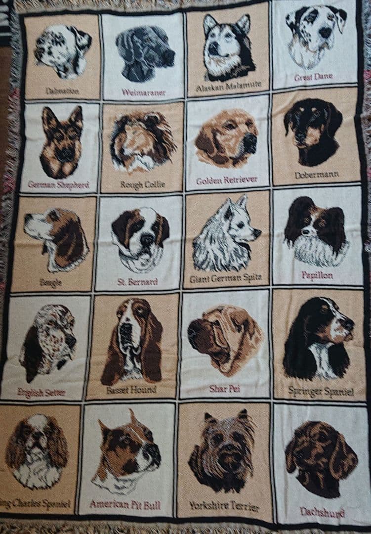 【新品】DOG (20犬種)柄 ラグ/カバー MADE IN U.S.A