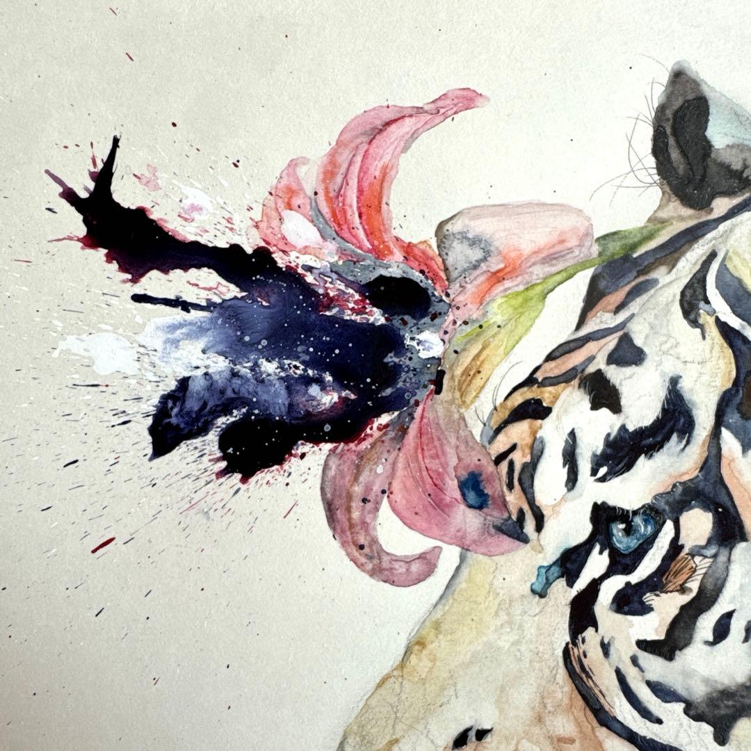 な*な様 虎 トラ 猫 残響 ムラサキ 原画 1点物 (2024年11月)