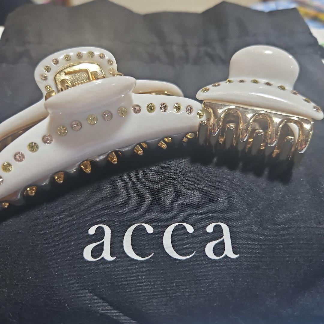 acca ホワイト ヘアクリップ(M S) 2個セット