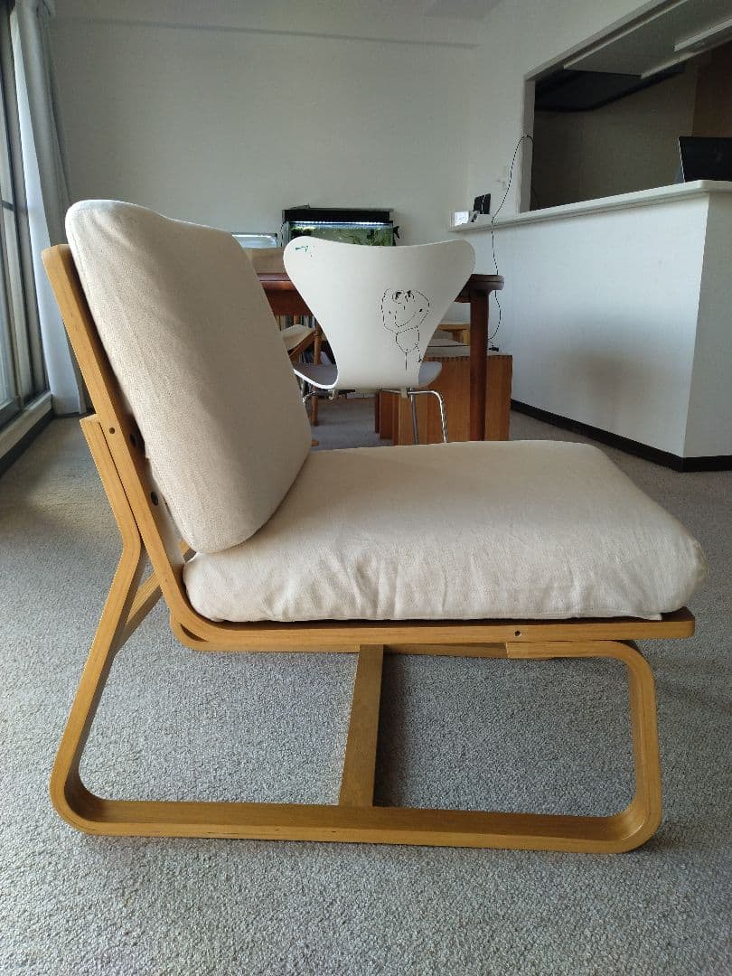 【美品】MUJI無印良品 ダイニングソファチェアオーク材/リビングでもつかえる②