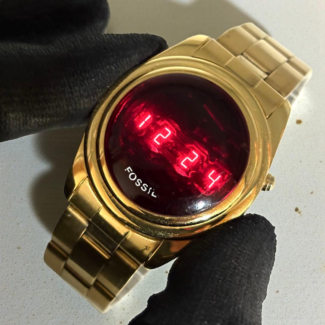 時計 archive y2k 00s fossil watch LED gold