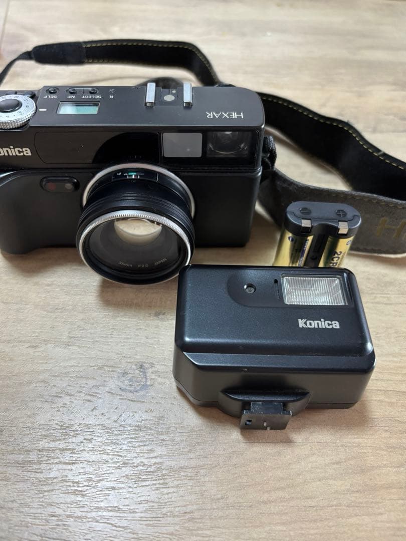Konica Hexar カメラ、ストラップ、フラッシュセット