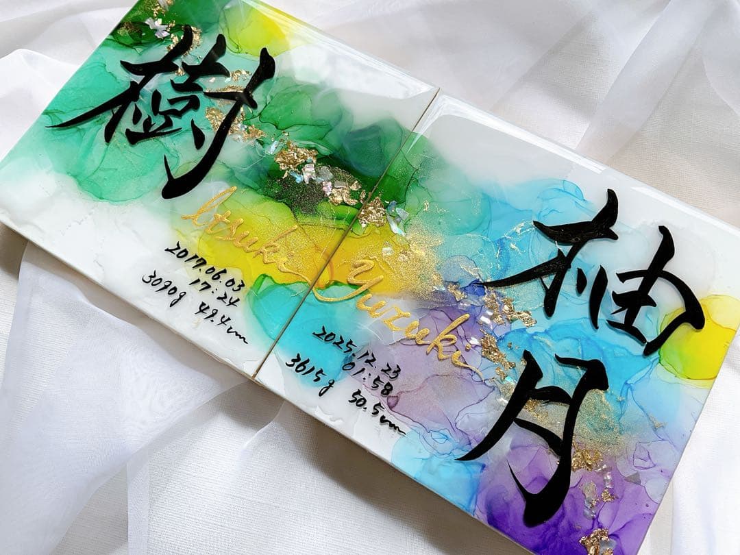 たんたんページ アルコールインクアート命名書