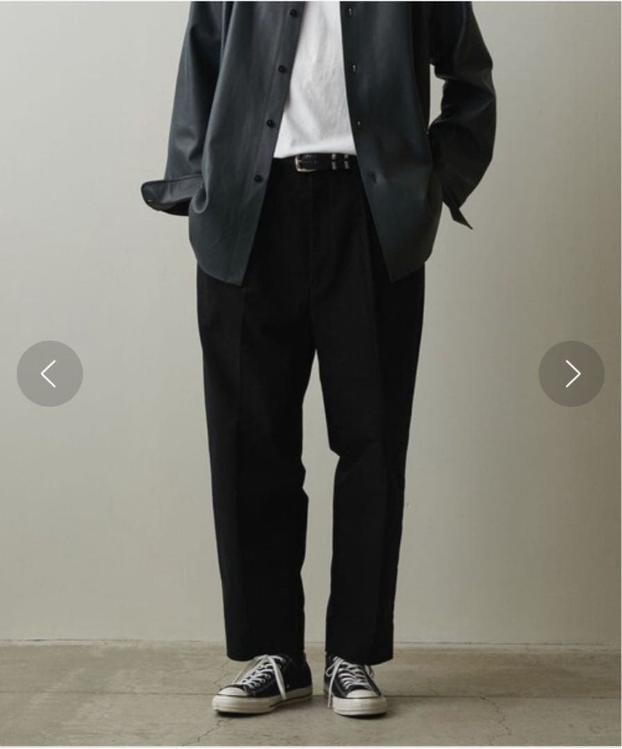 ライト モールスキン インツープリーツ ドレス トラウザーズ テーパード