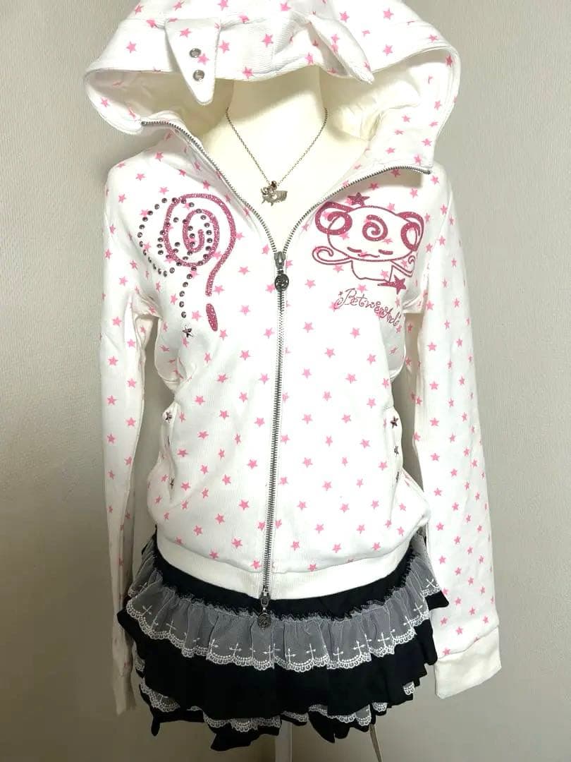 しなこちゃん着用BETWEENANDホワイトパーカーy2k 平成女児フェアリーL