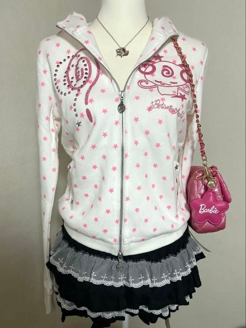 しなこちゃん着用BETWEENANDホワイトパーカーy2k 平成女児フェアリーL