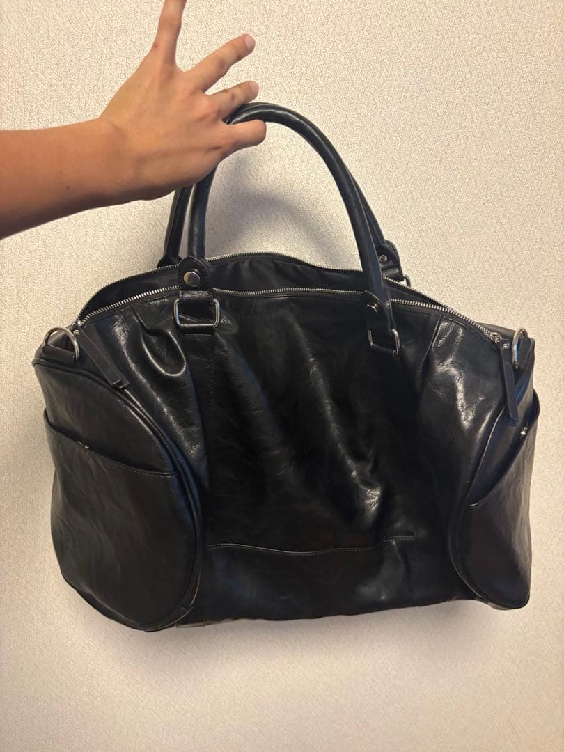 ブラックレザー ボストンバッグ 中型