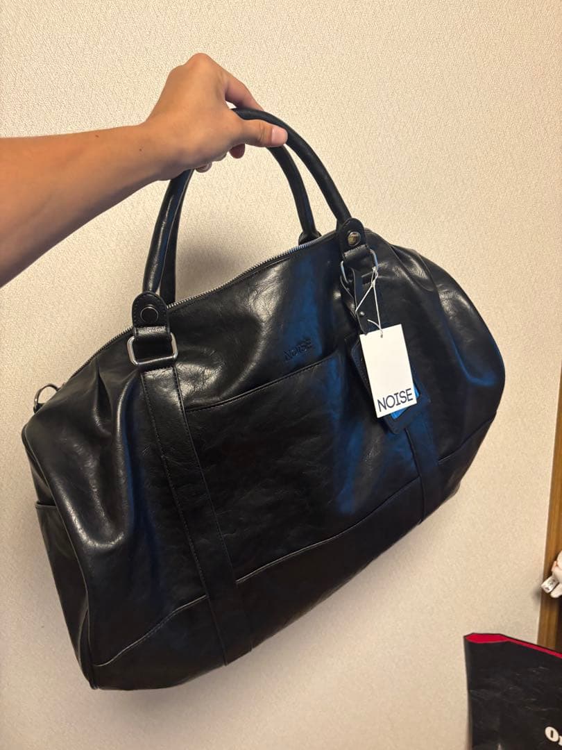 ブラックレザー ボストンバッグ 中型