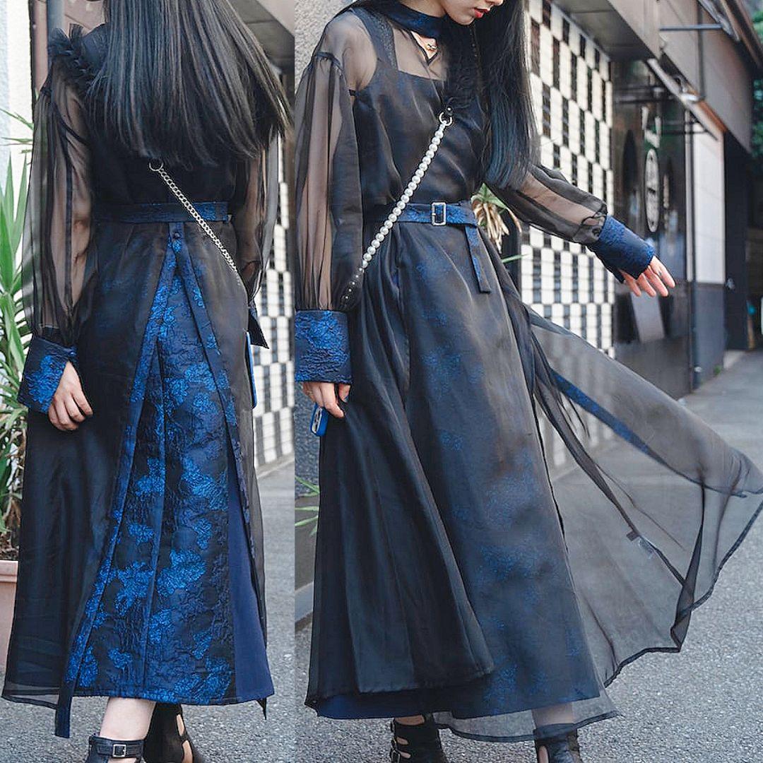 る*い様 完売品✨マルチWAYラメジャガードジャンスカ&シアーワンピースセットオ