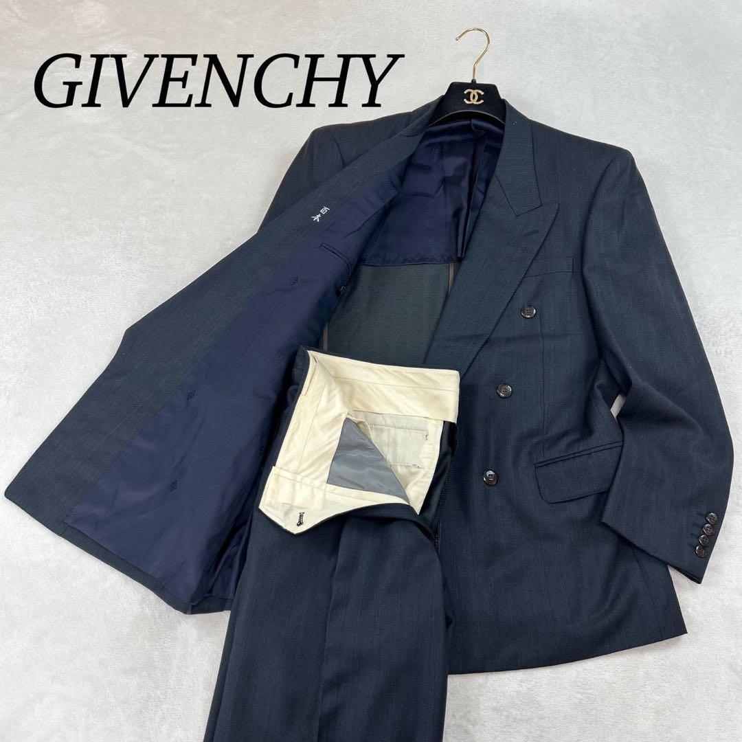 K268 L ジバンシー ダブル ロゴボタン スーツ上下 ネイビー メンズ