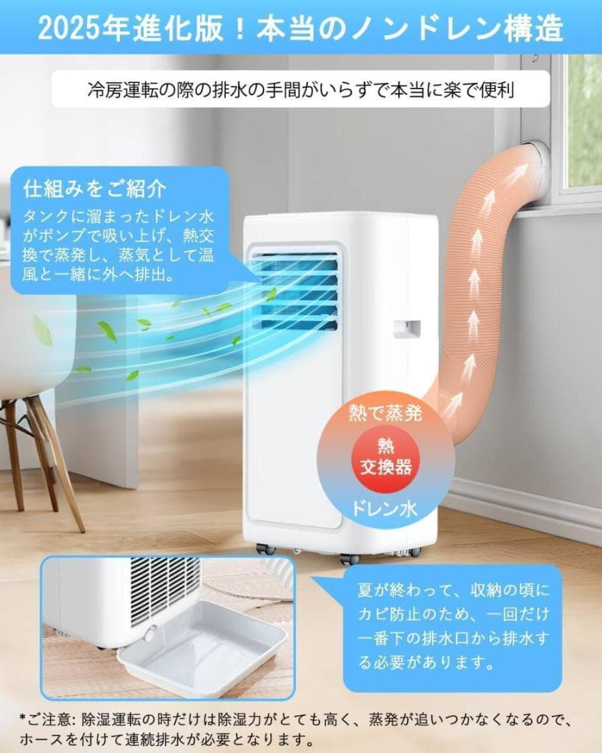 JYWINA スポットクーラー 家庭用 移動式エアコン冷房8畳 2.35kW