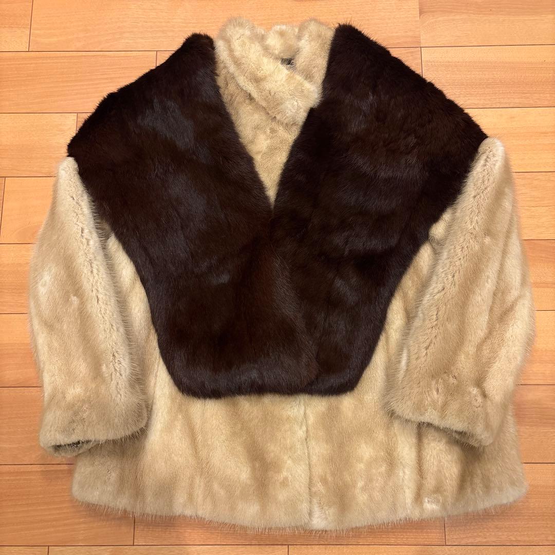 DASCO ミンクファーコート ストール付 ベージュ L相当