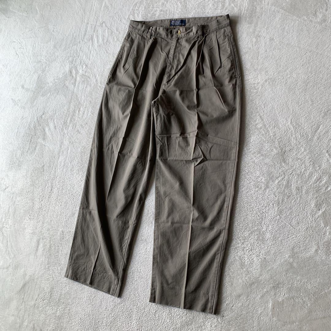 レアカラー！ 90s ラルフローレン ツータック パンツ チノパン ハモンド