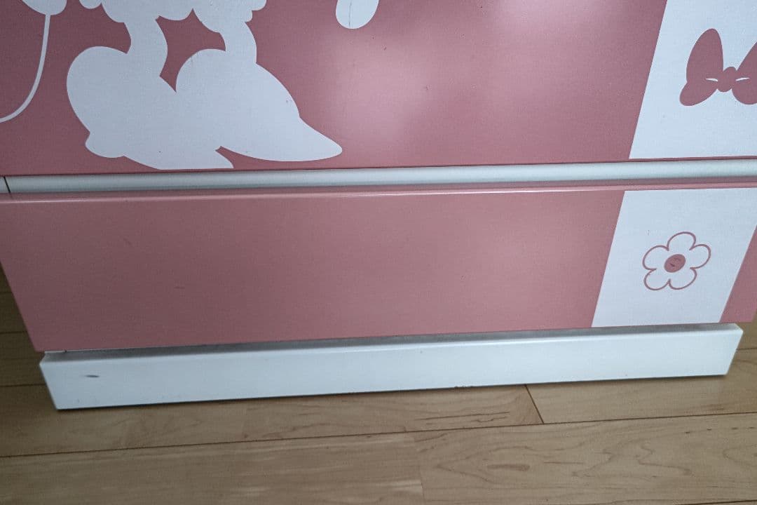 ディズニー　ミッキーミニー　タンス　キッズチェスト 5段 ピンクホワイト引き出し