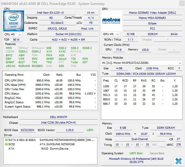 Dell PowerEdge R330 ラックマウントサーバー Win11Pro