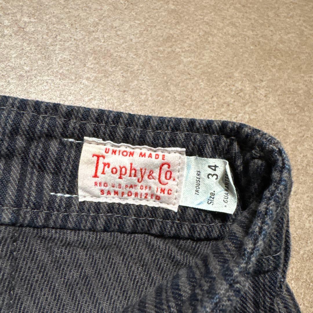 Trophy clothing ワークパンツ　ストライプ　黒　グレー　34