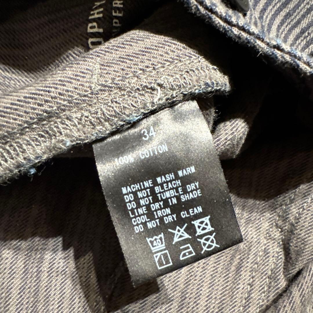 Trophy clothing ワークパンツ　ストライプ　黒　グレー　34