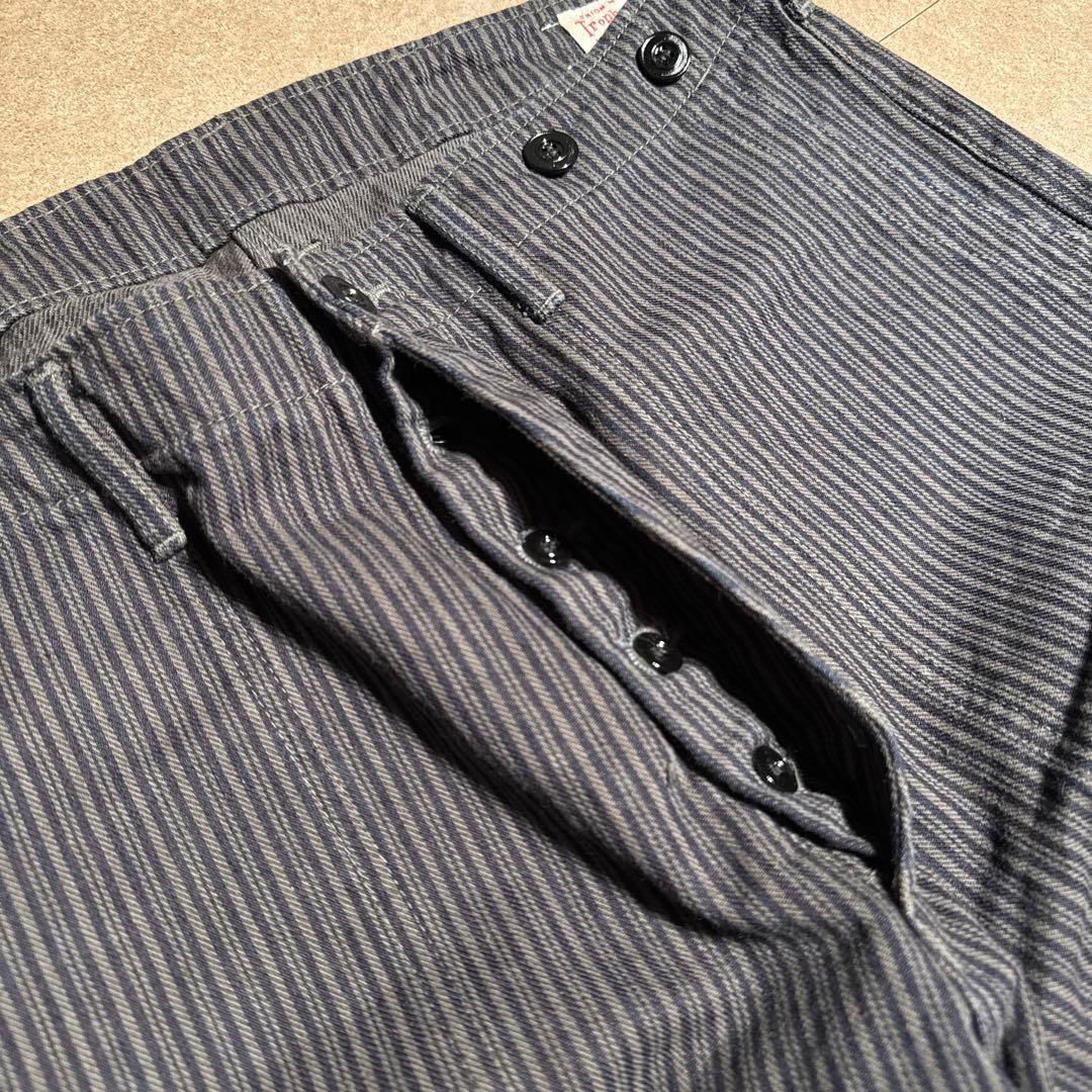 Trophy clothing ワークパンツ　ストライプ　黒　グレー　34