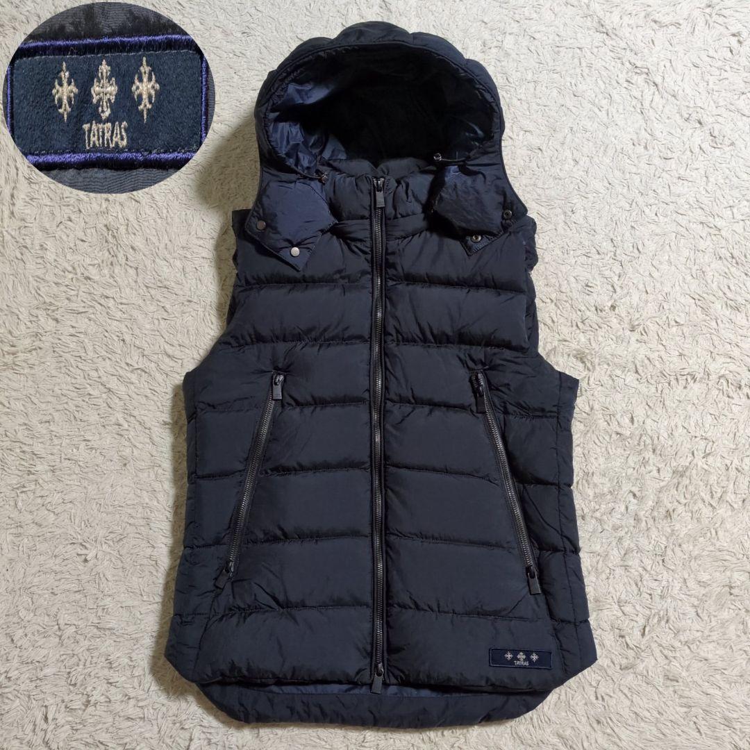 美品 TATRAS CURONE ダウンベスト 2WAY 02 ネイビー