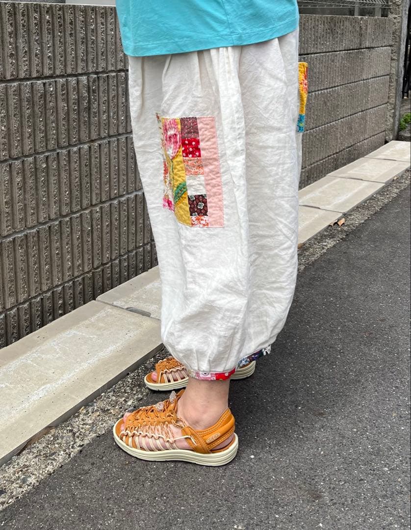 もんぺパンツパッチワーク モーヴピンク