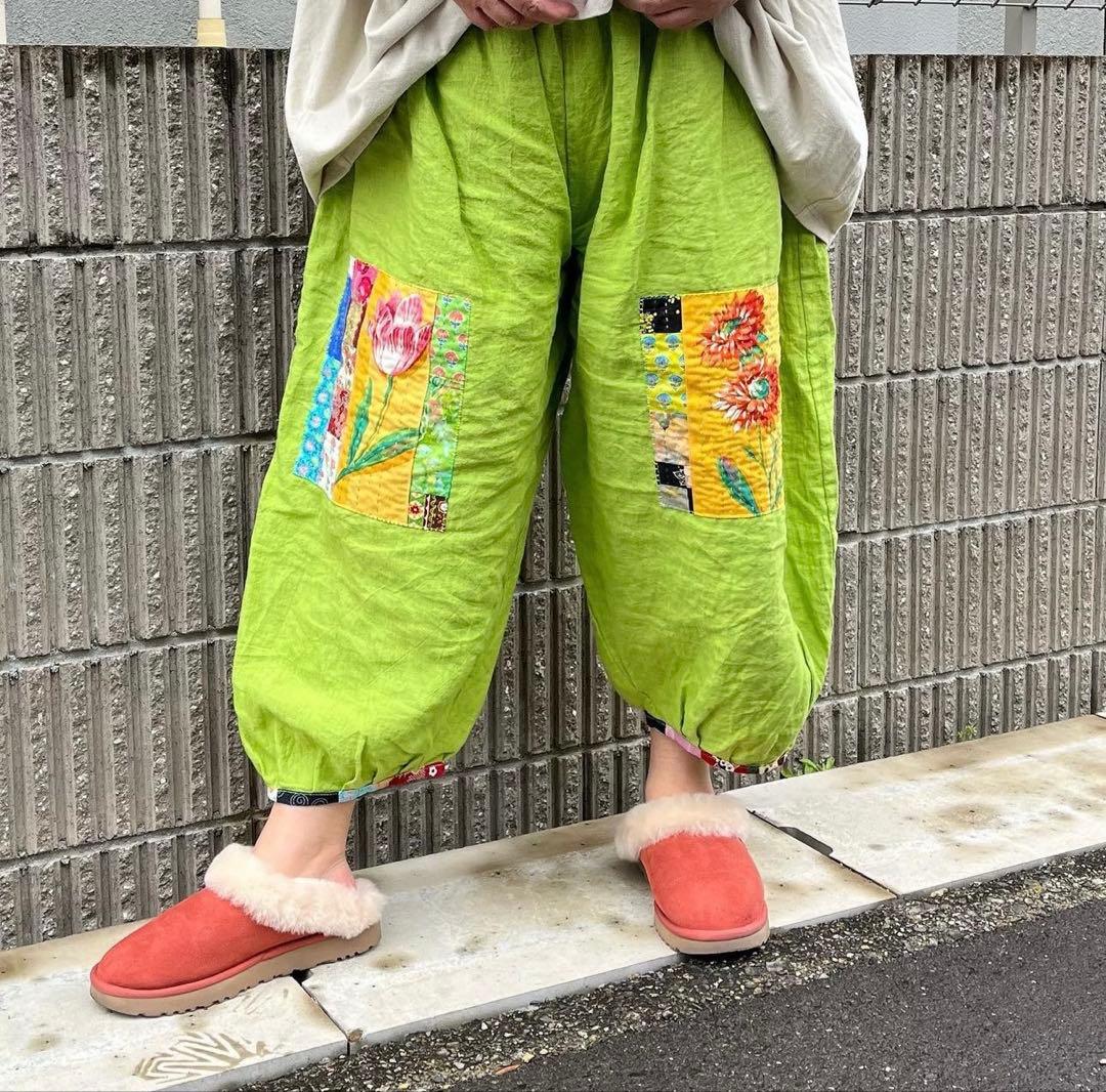 もんぺパンツパッチワーク モーヴピンク