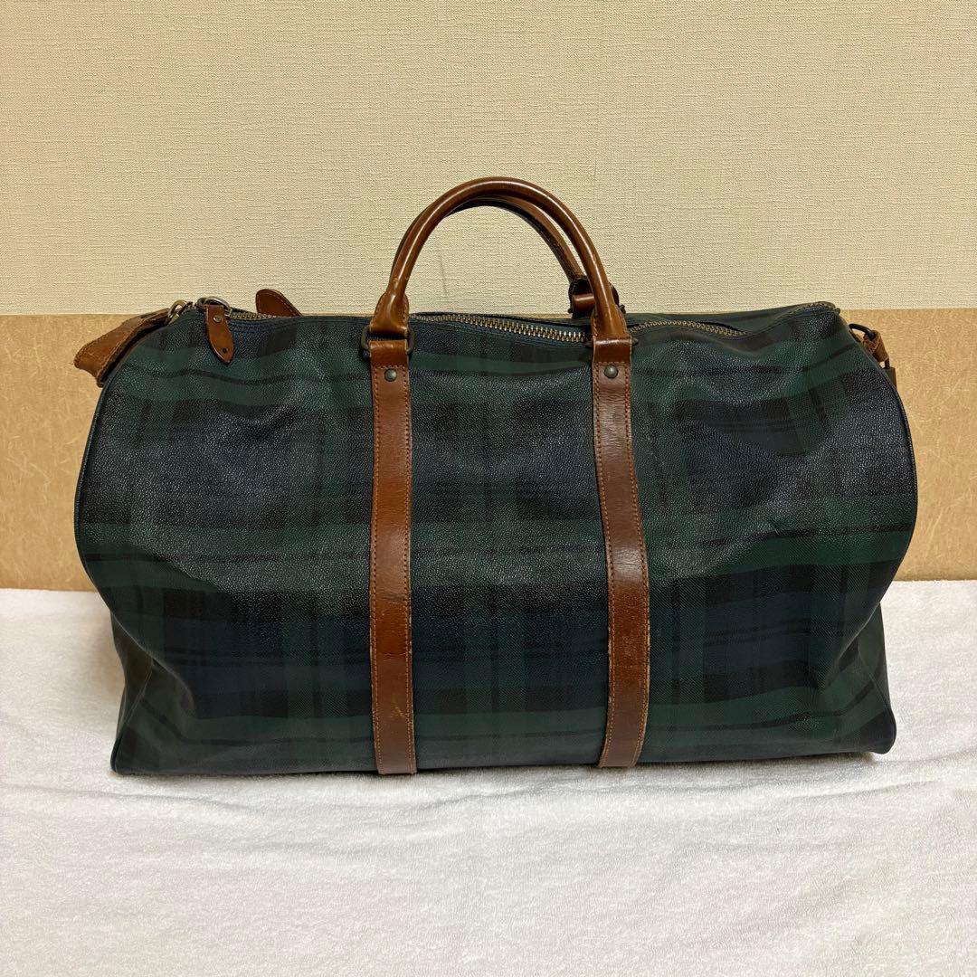 ポロラルフローレン レザーPVC 2way ブラックウォッチ ボストンバッグ