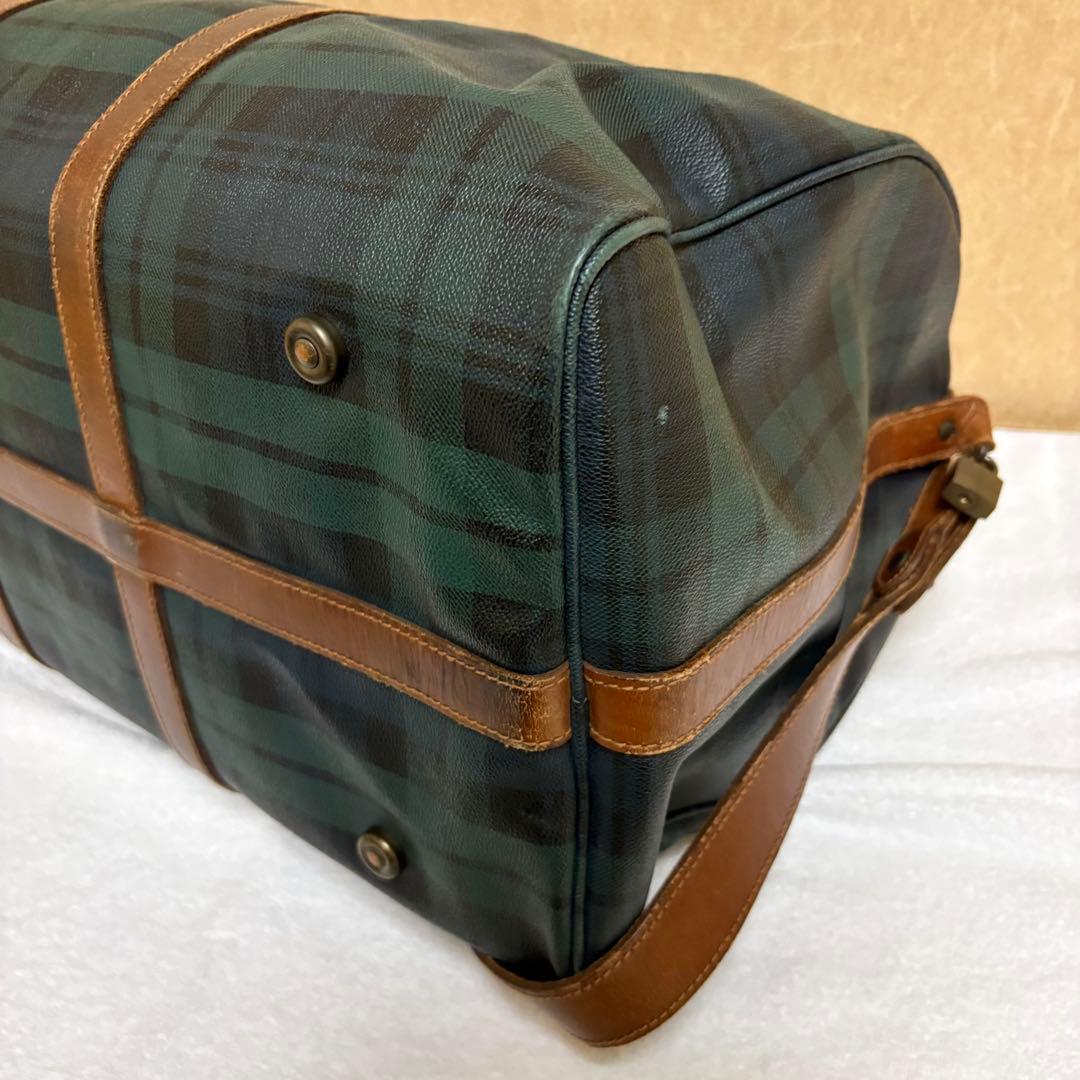 ポロラルフローレン レザーPVC 2way ブラックウォッチ ボストンバッグ