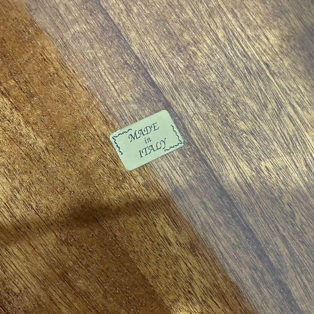 イタリア製　ビンテージ　コンソール　テーブル　象嵌　花柄　装飾　半月型　木製　緑