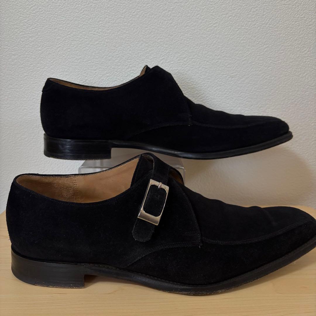 ジョセフチーニー　ブラック　スエード　シングルモンク　ドレスシューズ　メンズ