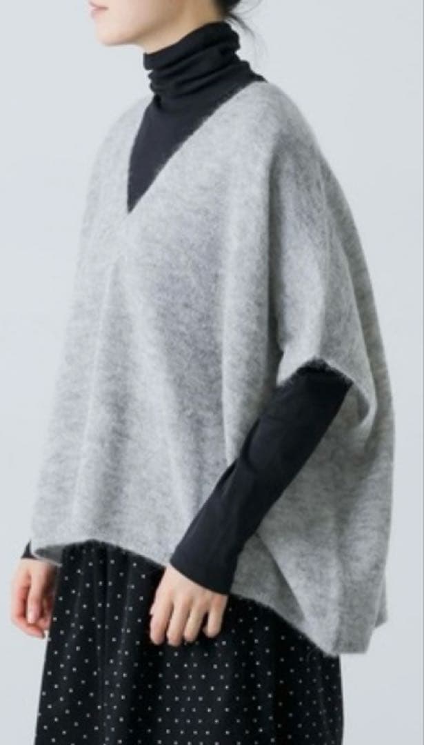 かぐれ　アルパカ混ワイドニットベスト