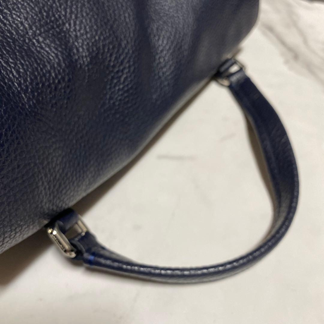 ✨未使用に近い✨ zanellato レザーサッチェルバッグ　スタッズ　ネイビー