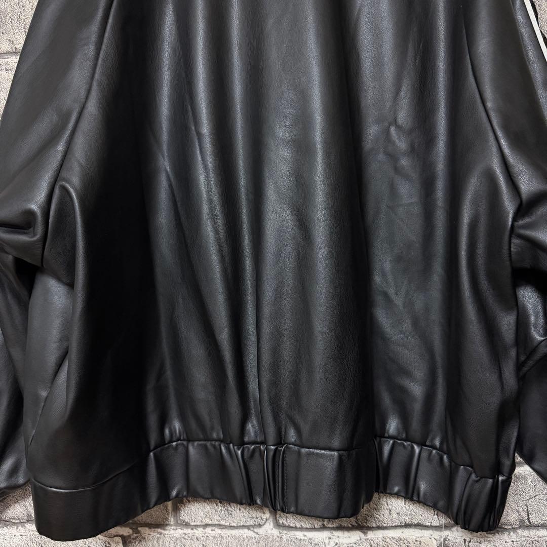 【美品】HARE　フェイクレザードルマントラックジャケット　ブラック　ブルゾン