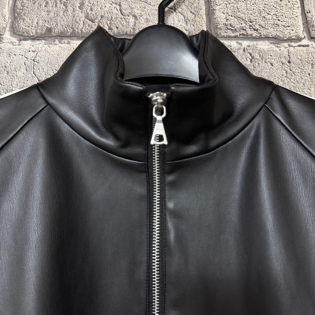 【美品】HARE　フェイクレザードルマントラックジャケット　ブラック　ブルゾン