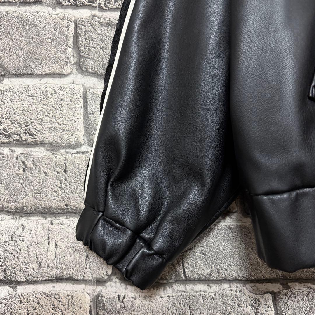 【美品】HARE　フェイクレザードルマントラックジャケット　ブラック　ブルゾン