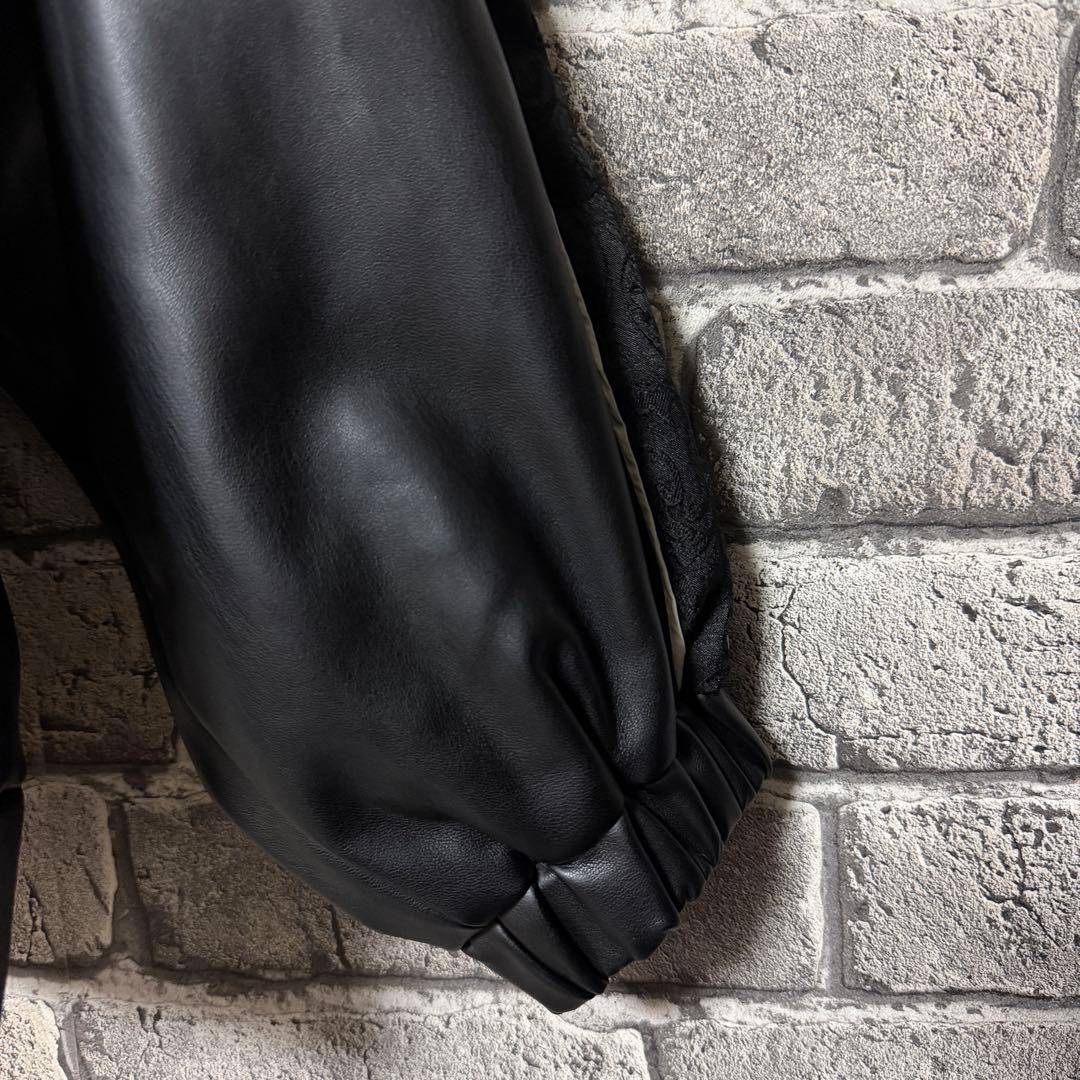 【美品】HARE　フェイクレザードルマントラックジャケット　ブラック　ブルゾン