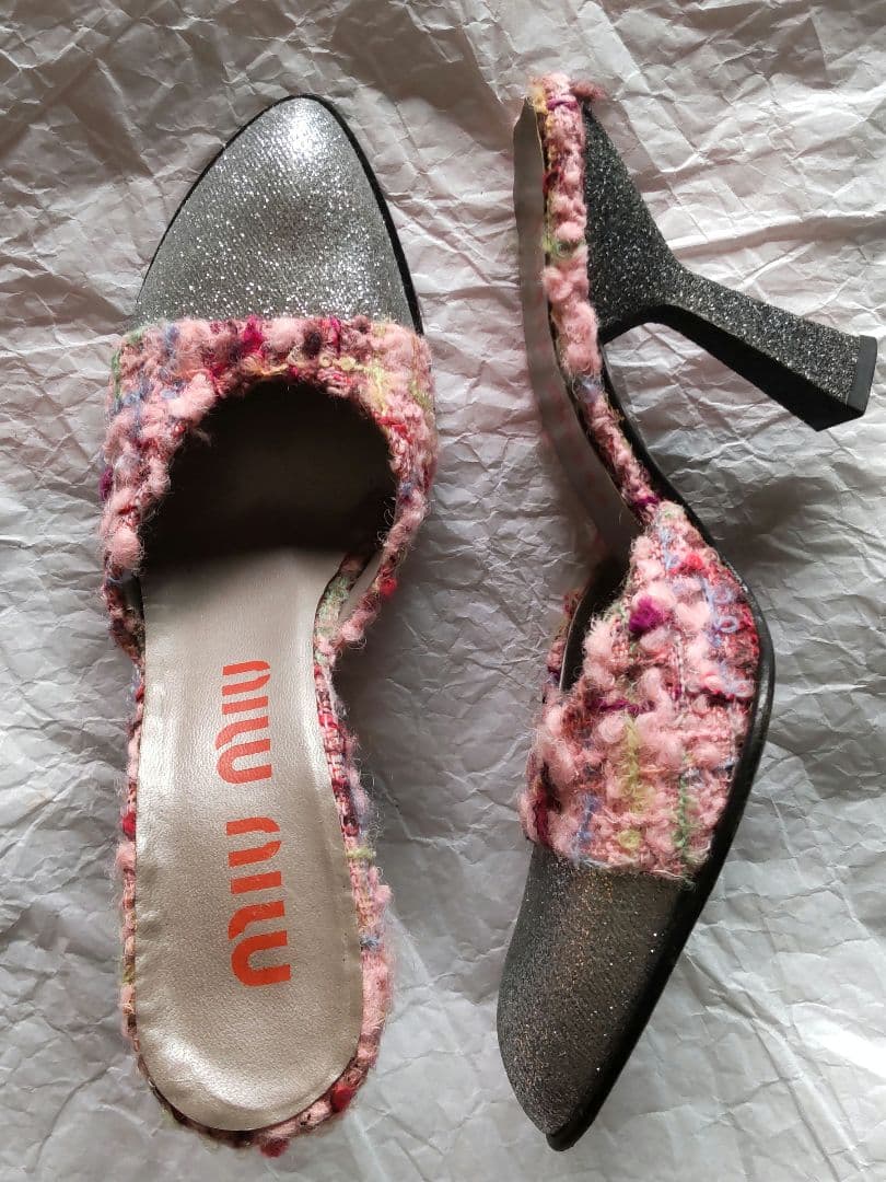 MIU MIU ミュール 36ハーフ 希少 レア Y2K ヴィンテージ ツイード