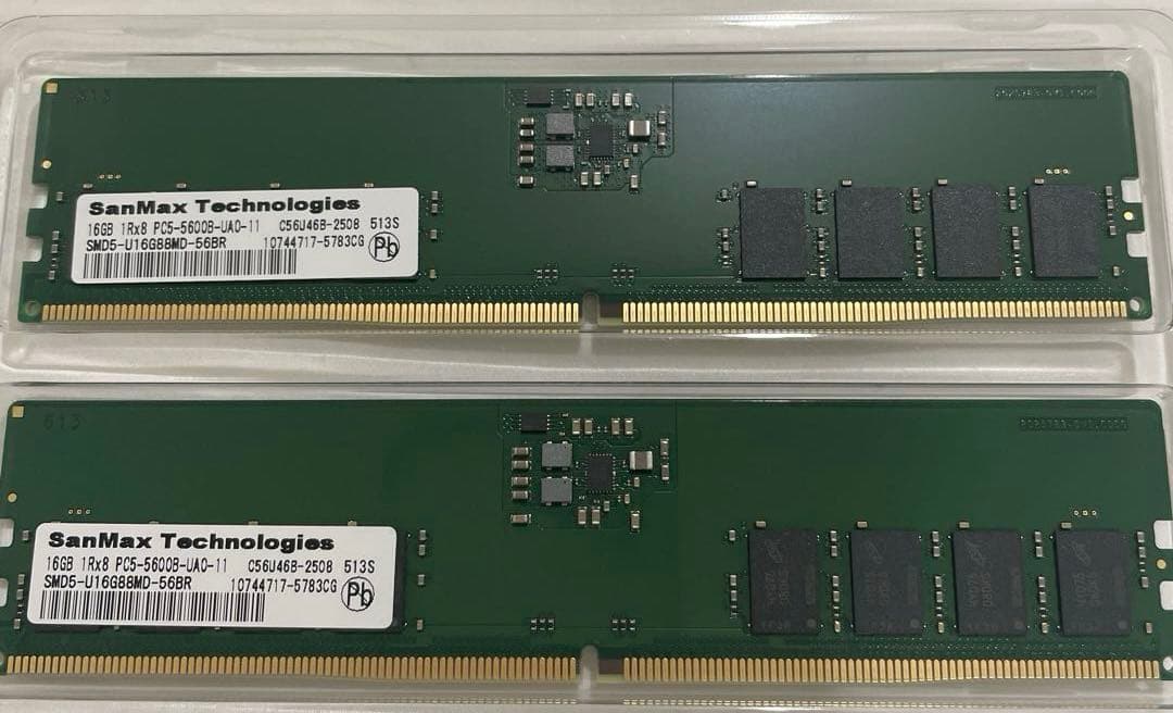 SanMax製デスクトップ用メモリ32G　DDR5-5600 16G×2