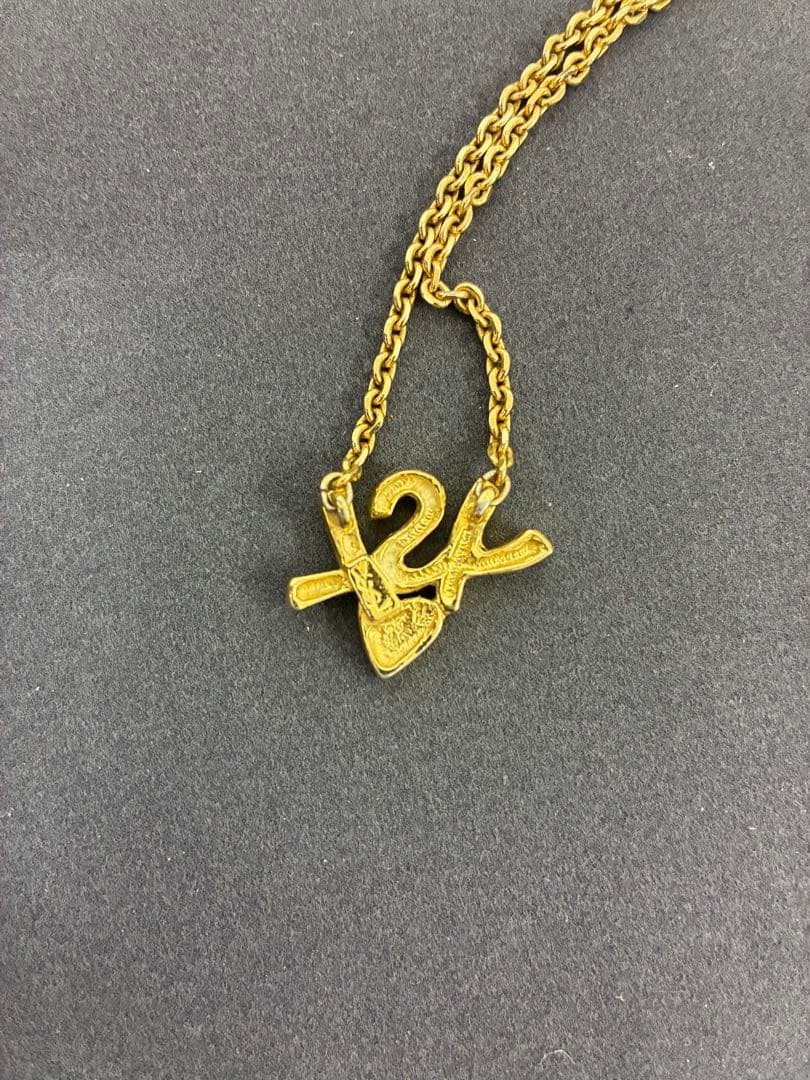 美品　イヴ・サンローラン ネックレス ゴールド YSL ロゴ ラインストーン