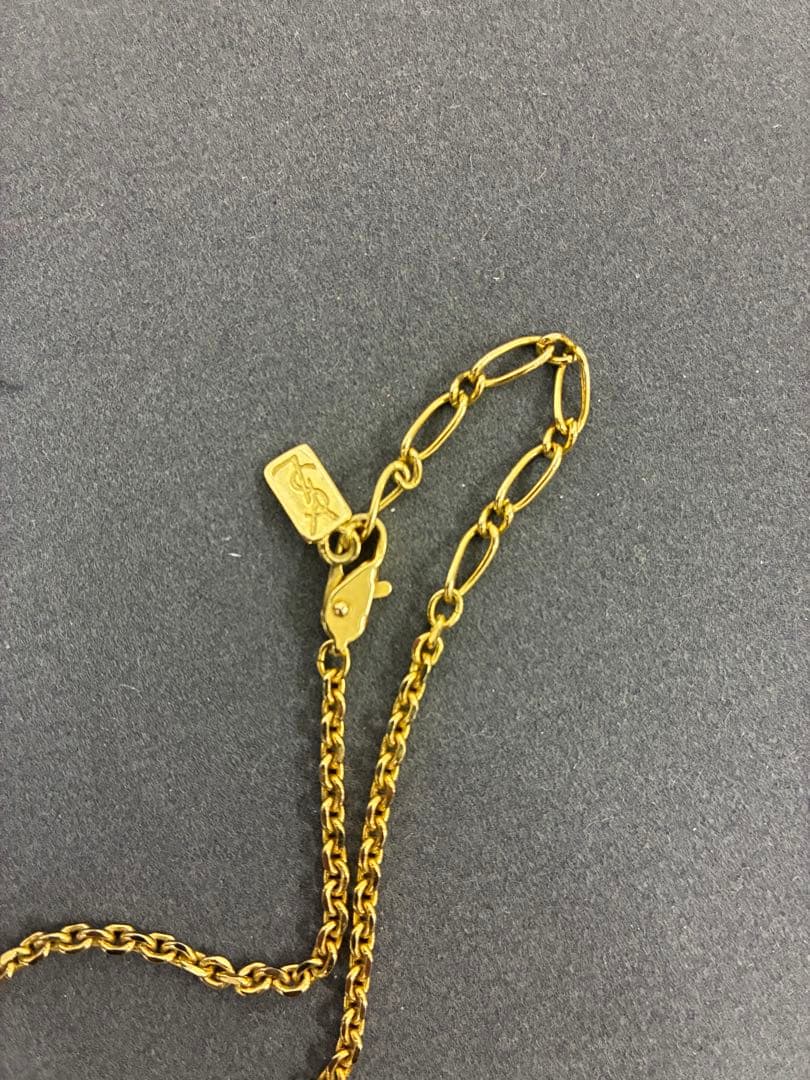 美品　イヴ・サンローラン ネックレス ゴールド YSL ロゴ ラインストーン