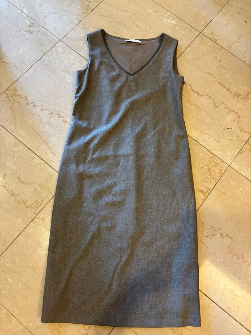 FABIANA FILIPPI グレー ノースリーブ Vネック ロングワンピース