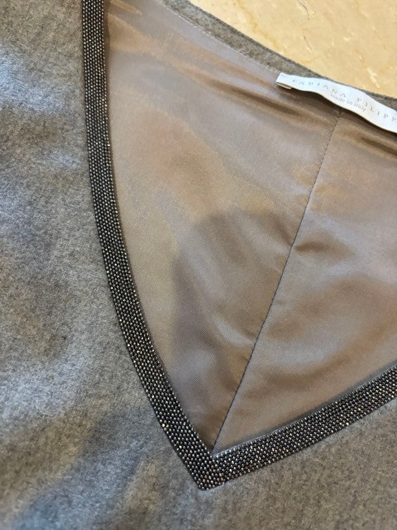 FABIANA FILIPPI グレー ノースリーブ Vネック ロングワンピース