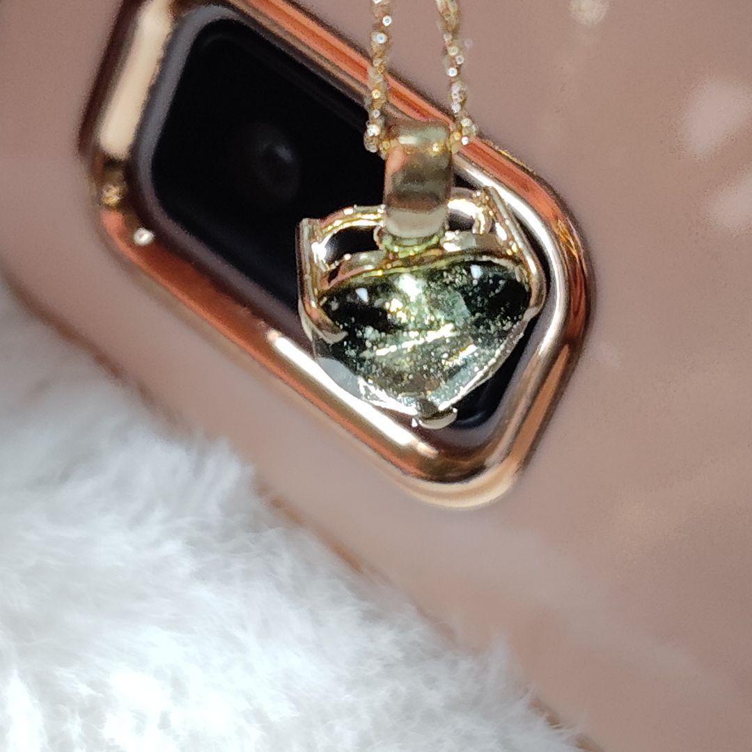 k18 モルダバイト ペンダントトップ 18金 ハート 隕石 チェーン無し