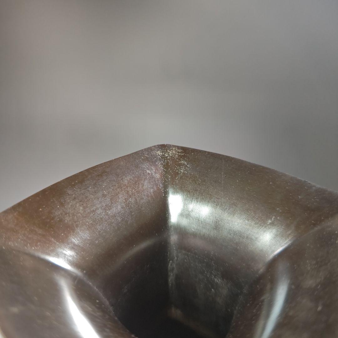 イ965 花瓶『廣瀬祐銅作』『唐銅製　2.6キロ　角獅子地紋　花入　花器　共箱』