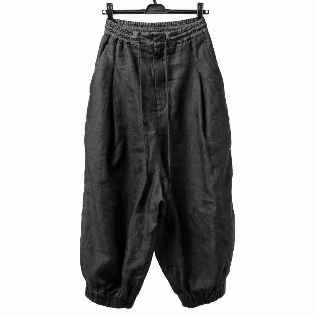 DEVOA デヴォア ラミー ストライプ クロップド サルエル パンツ